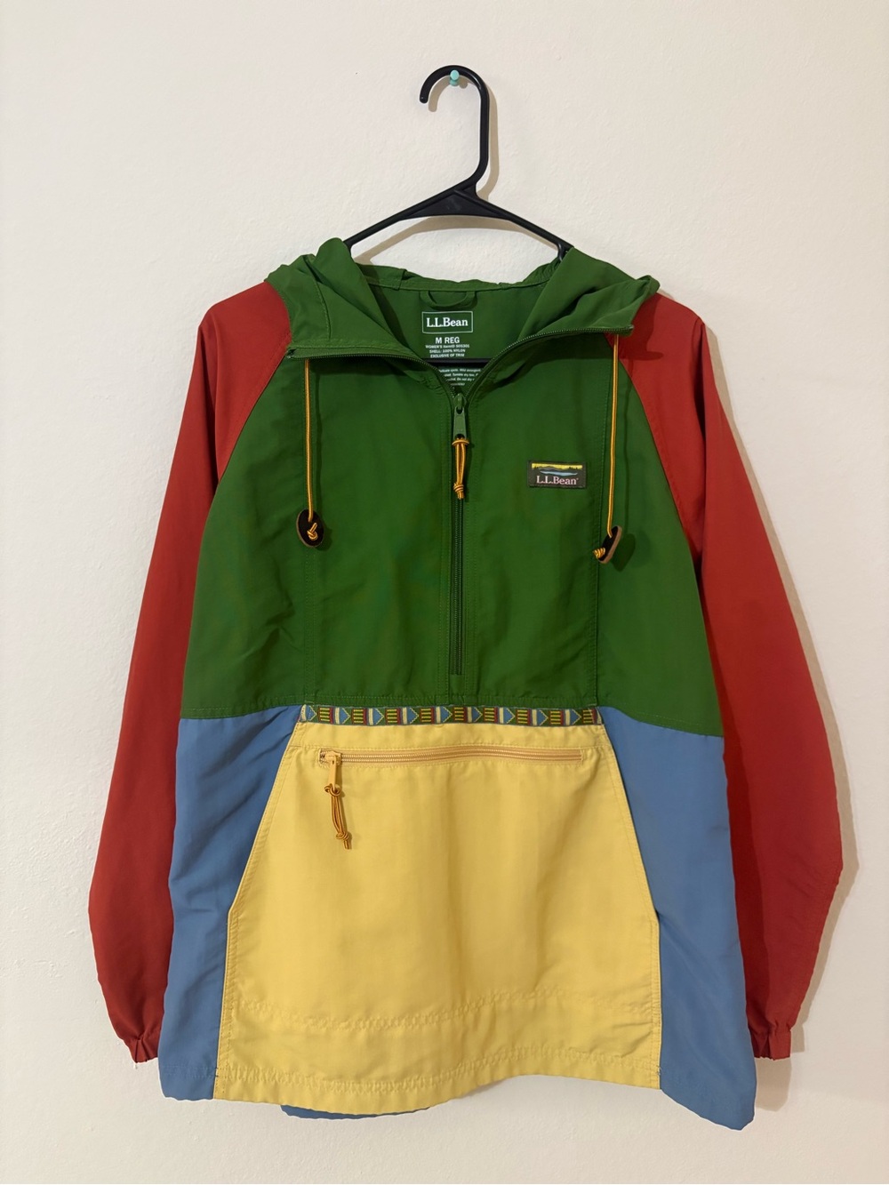 L.L. Bean Anorak Jacket Pullover Color  Block Hooded Windbreaker Women’s Retro